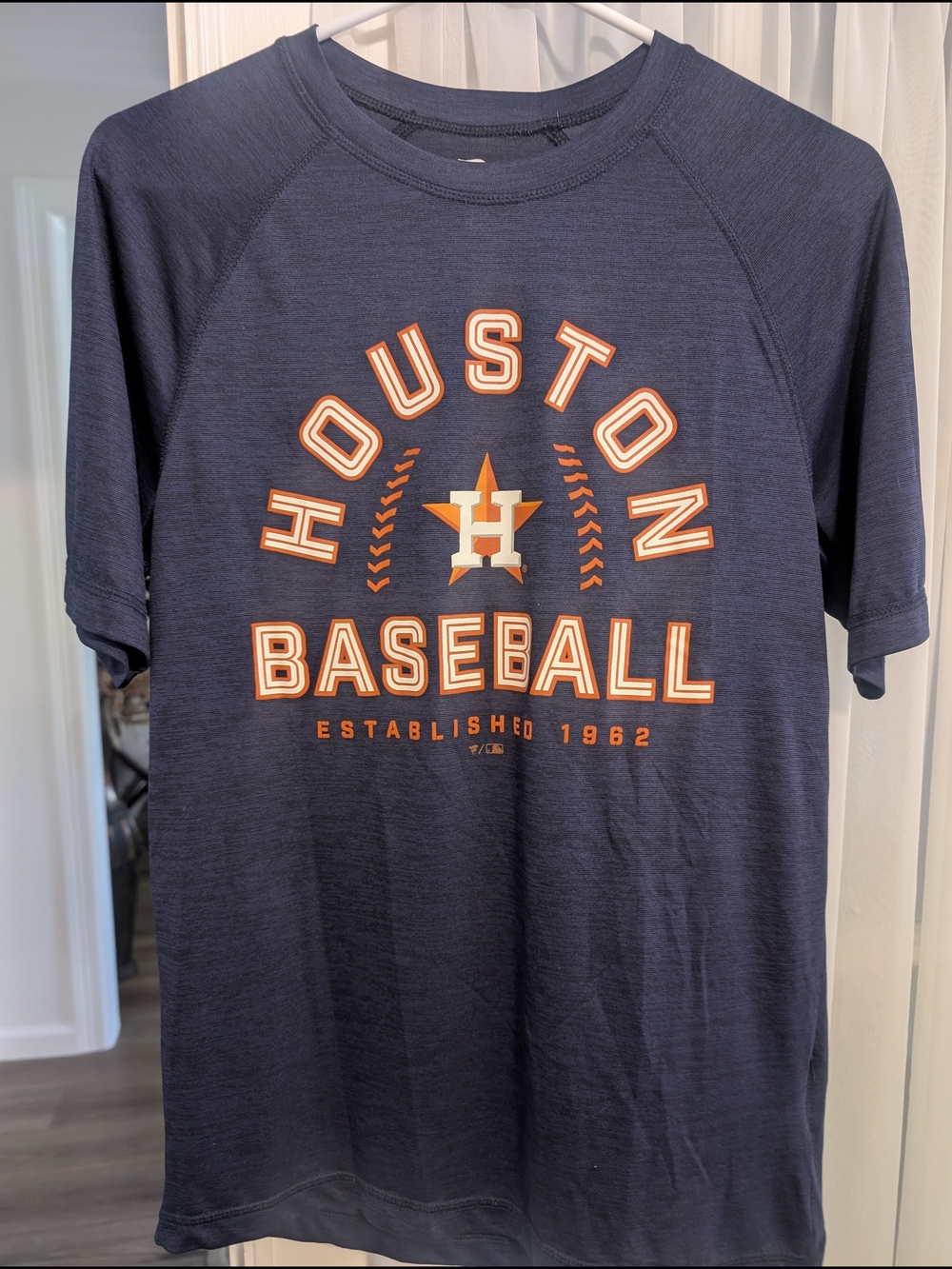 Houston Astros Navy Baseball Tee Shirt Dir-fit Men's Small - EUC